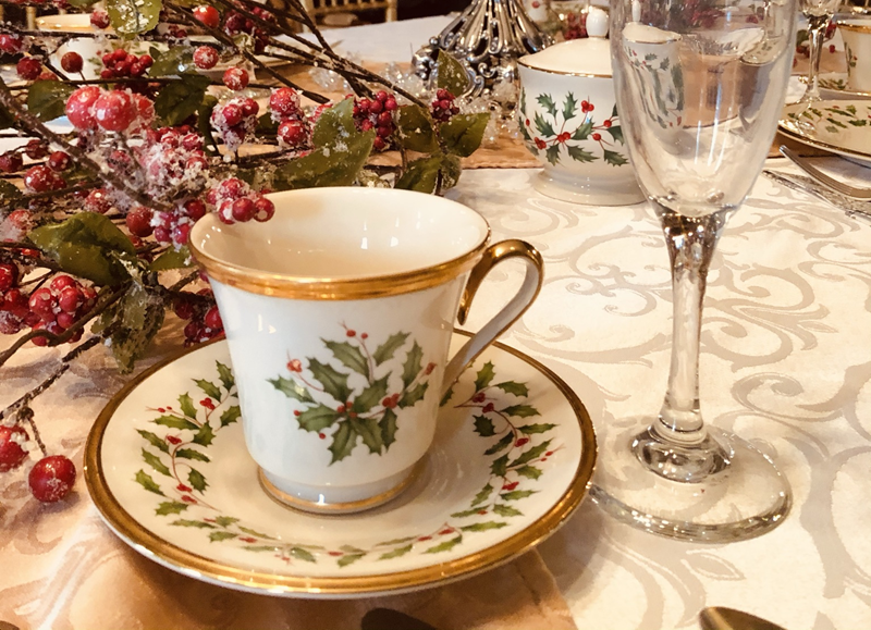 Elegant tea cup at the Holiday Tea at the Alexander Mansion