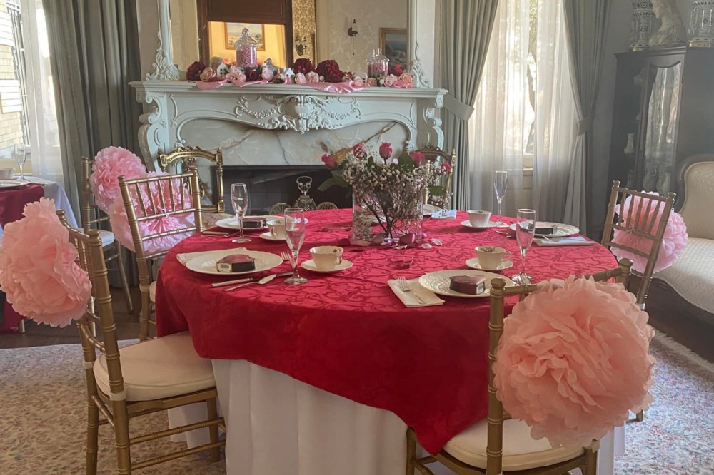 Valentine Tea table in French room Alexander Mansion