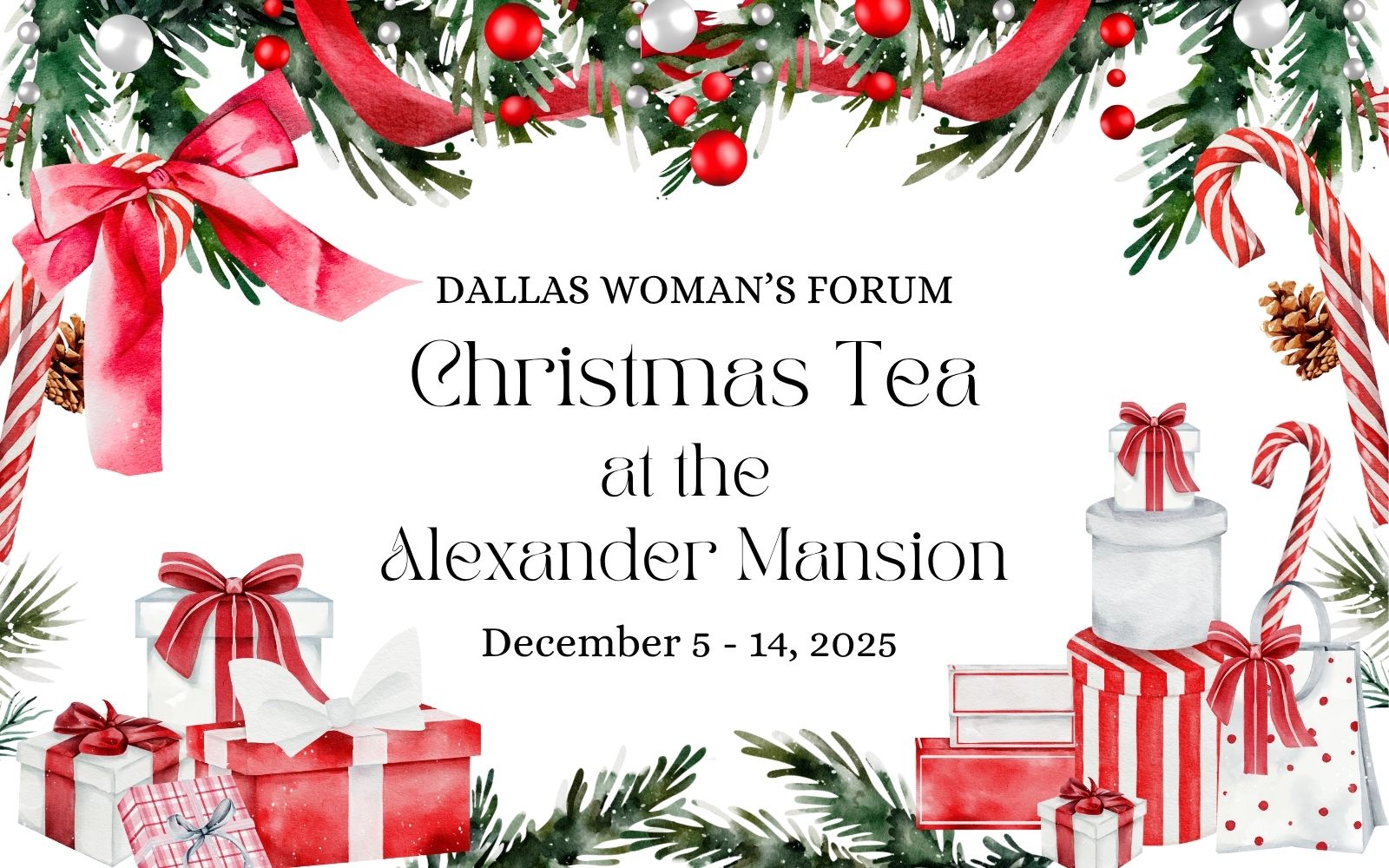 Vintage Red White Christmas 2025 Featured Image (1600 x 1000 px) 2025 Christmas Tea at the Alexander Mansion in Dallas, Texas