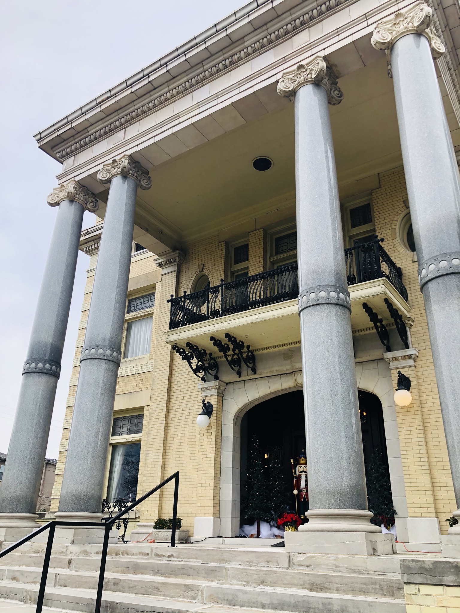 Alexander Mansion exterior 2020 front porch and columns Alexander Mansion 2020 front porch and columns