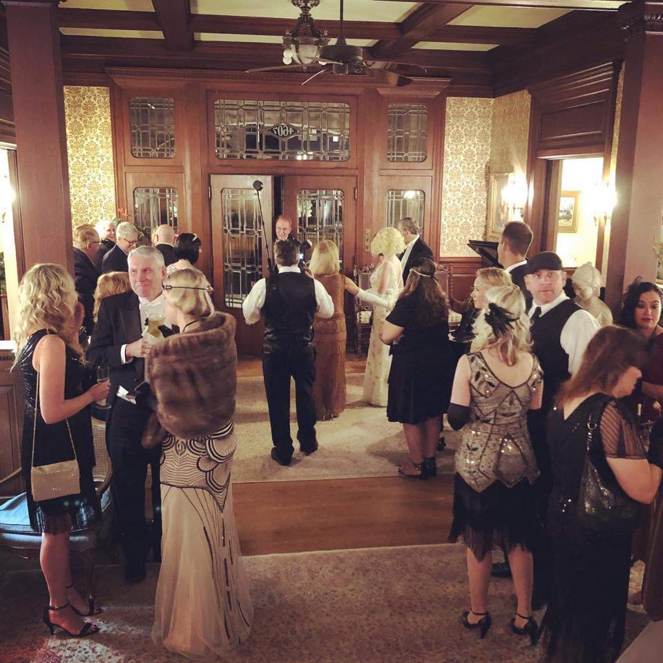 Alexander Mansion - Downton Jazz Night 2019 05 Ballroom table setup for afternoon reception